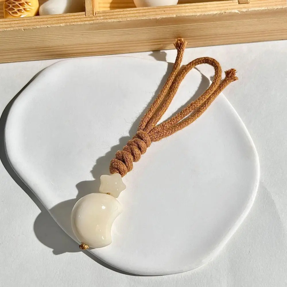 Phytelephas Macrocarpa French Bread Tagua Bag Pendant Moon Star Ivory Fruit Capybara Key Chain Rope Keyring