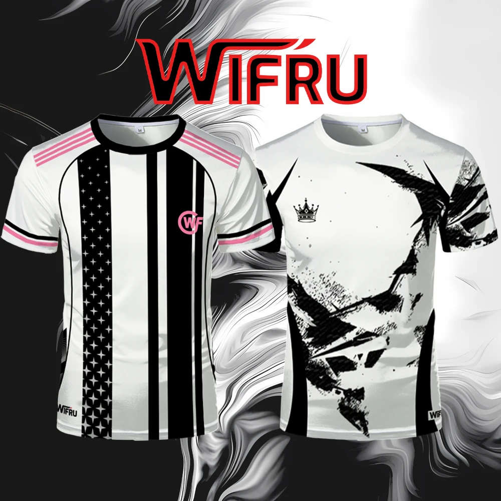 

2025 Fashion New Men's T-shirt WIFRU Fitness Sports Breathable Y2k Crew Neck Short Sleeve Jersey Men And Women HD Printed Tops
