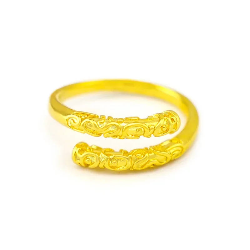 

9999 Real Gold 24K Japanese and Korean Fashion Student Gold Ring, Yellow Jewelry Golden Hoop Men's and Women's Rings