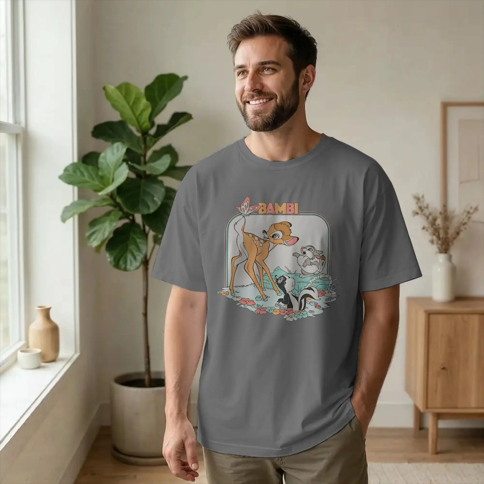 Retro Bambis and Friends T-Shirts Men Women  Casual 100% Cotton Tees Round Collar Short Sleeve T Shirts Printing Clothes