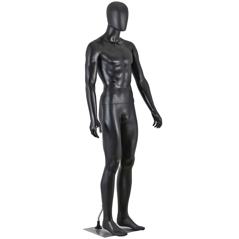 Black Male Mannequin Full Body Stand With Adjustable Posture & Stable Metal Base