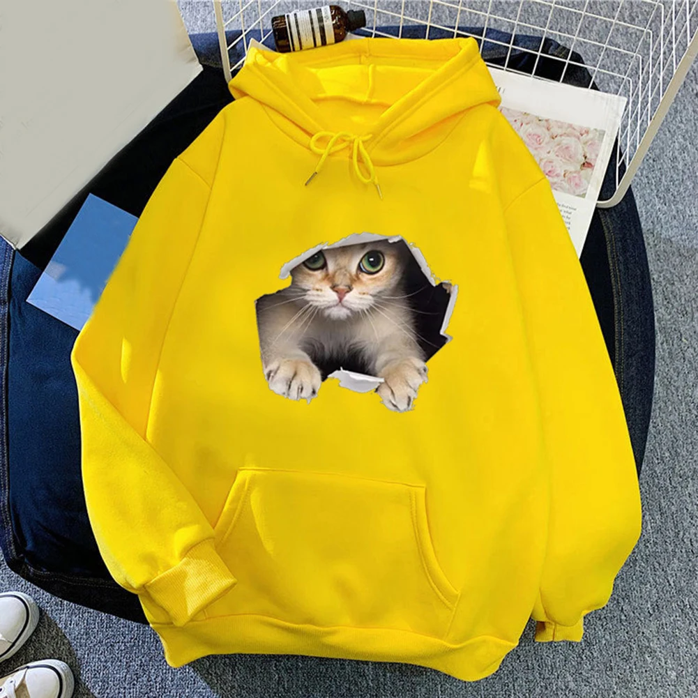 

Модная спортивная толстовка с принтом для женщин с длинными рукавами и капюшоном, подходящая для отдыха в доме и клубе.