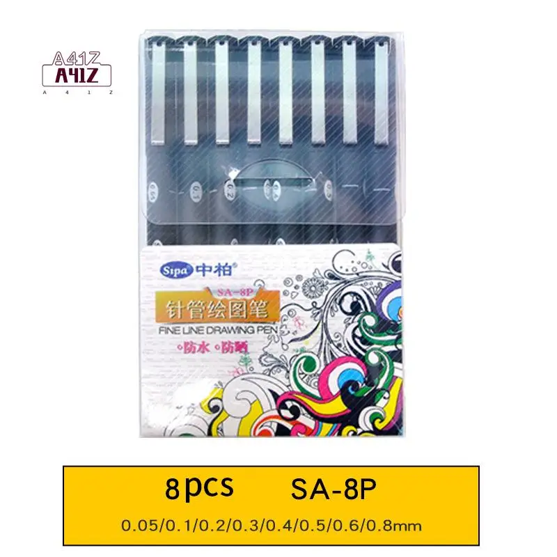

A41Z-Sipa 8 шт. черные тонкие ручки-лайнеры мини-лайнер Fineliner ручки для рисования для художников иллюстрации технический рисунок офисный документ