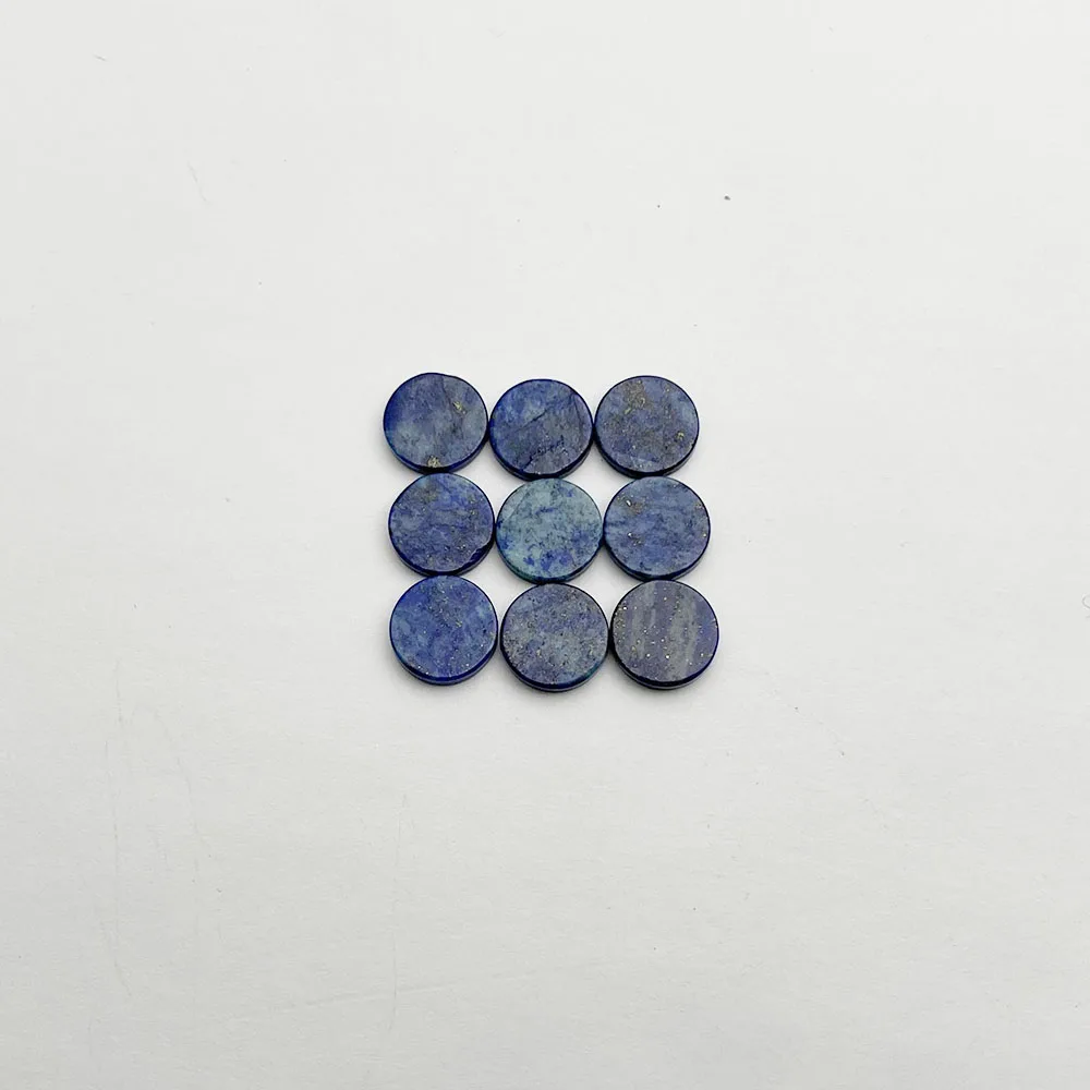 Natural stone lapis lazuli Double flat bottom round cabochon about 10MM 12PC Ring necklace patch Necklace Accessories NO HOLE