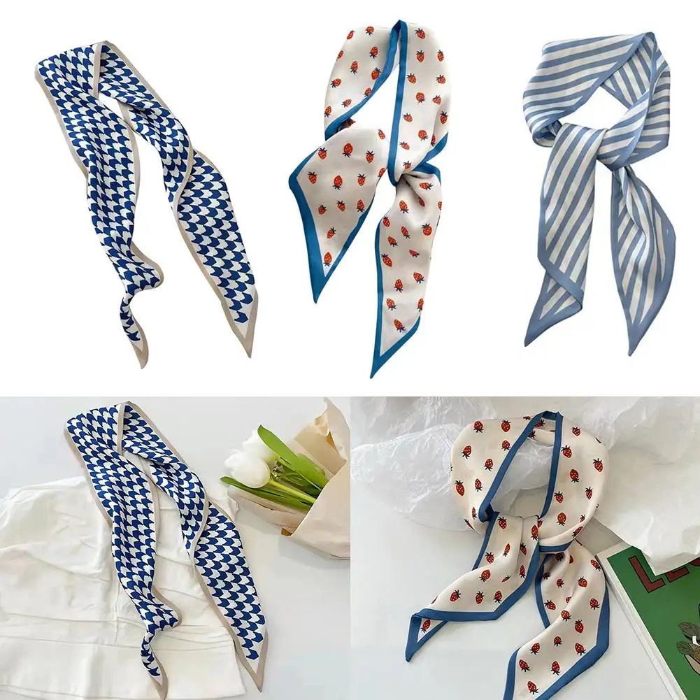 Small Silk Scarf Headband Women's Ins Style Long Streamer Tie And Bag Spring Summer Tie Hair Scarf Silk K6R3