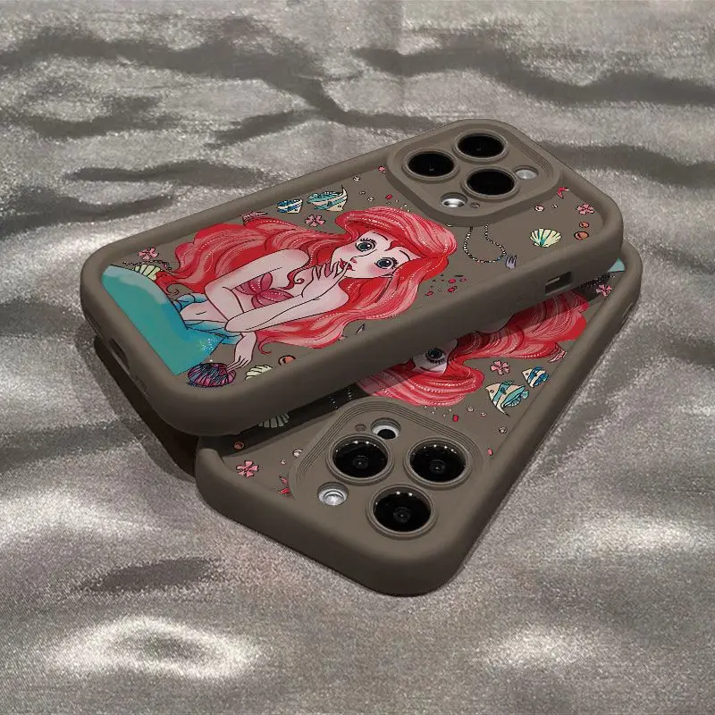 Disney Cartoon Beautiful Ariel Princess For iPhone 16 14 13 12 11 PRO MAX XS XR 8 PLUS Silica Gel Fall Prevention iPhone 11 Case image 4