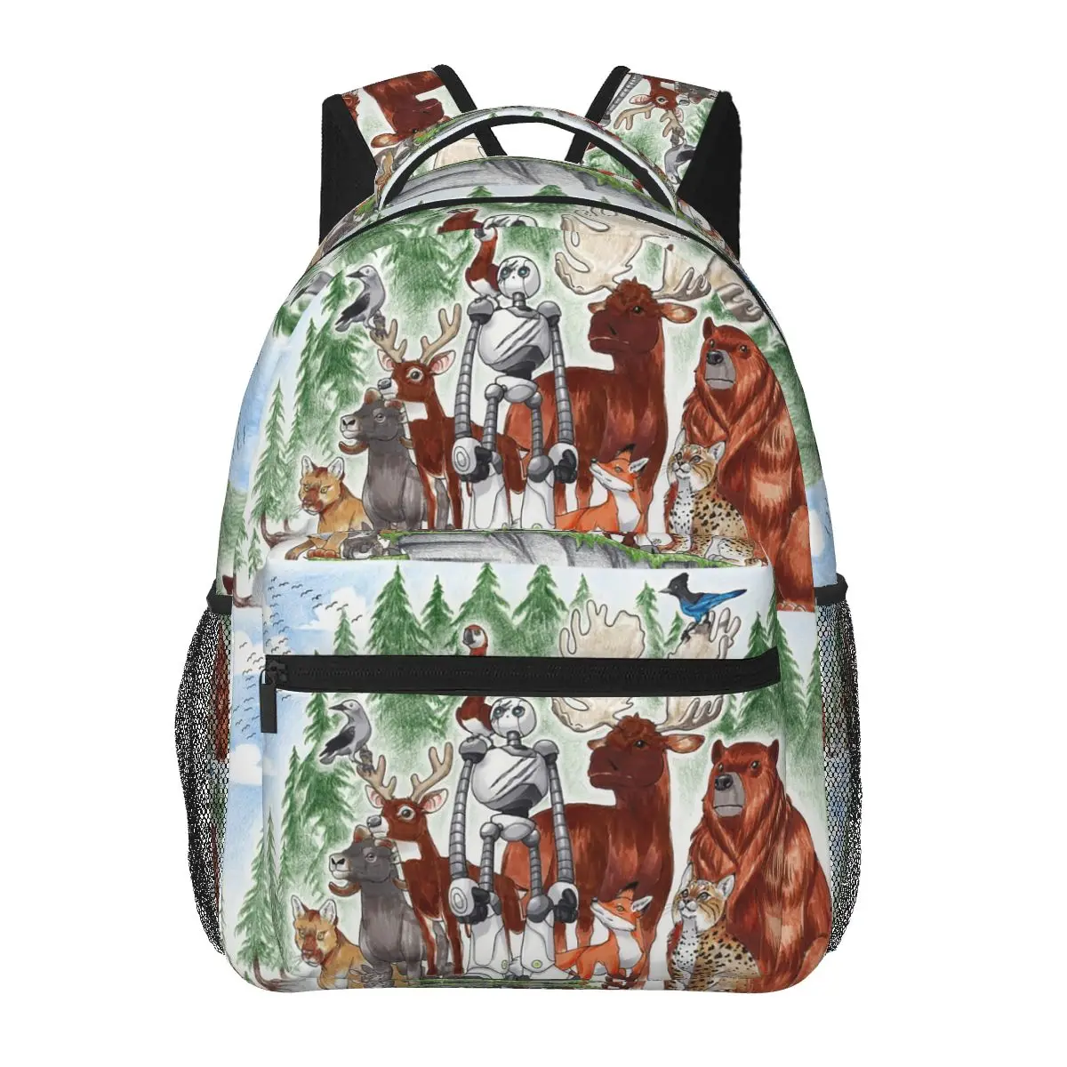 The Wild Robot And Friends Backpacks Boys Girls Bookbag Students School Bags Cartoon Kids Rucksack Shoulder Bag Large Capacity