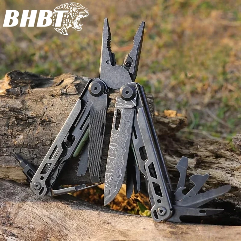 

BHBT 19 in 1 Multi Tool Pliers with Damascus Blade Hoxagon Wrench Folding EDC Outdoor Multi-function Tool Home Maintenace