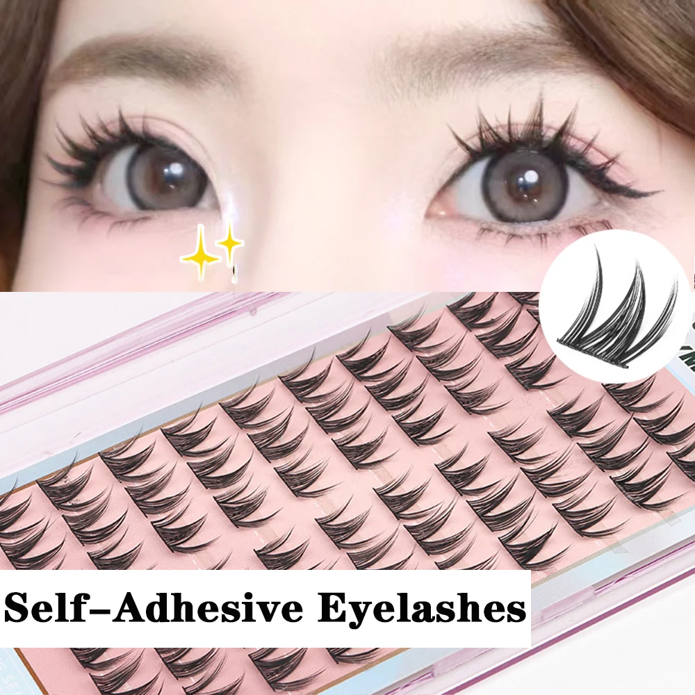 

New Self Adhesive Lash Clusters 60pcs DIY Eyelash Extensions Self Adhesive Eyelashes Individual Lashes Natural Look Reusable