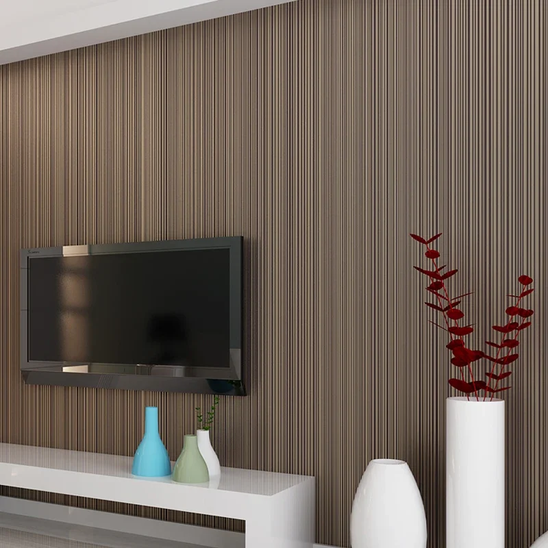 Solid Color Striped Wallpaper 3D Non-woven Flocking Wallpaper Roll Bedroom Living Room Classic Wall Paper Home Decor Modern