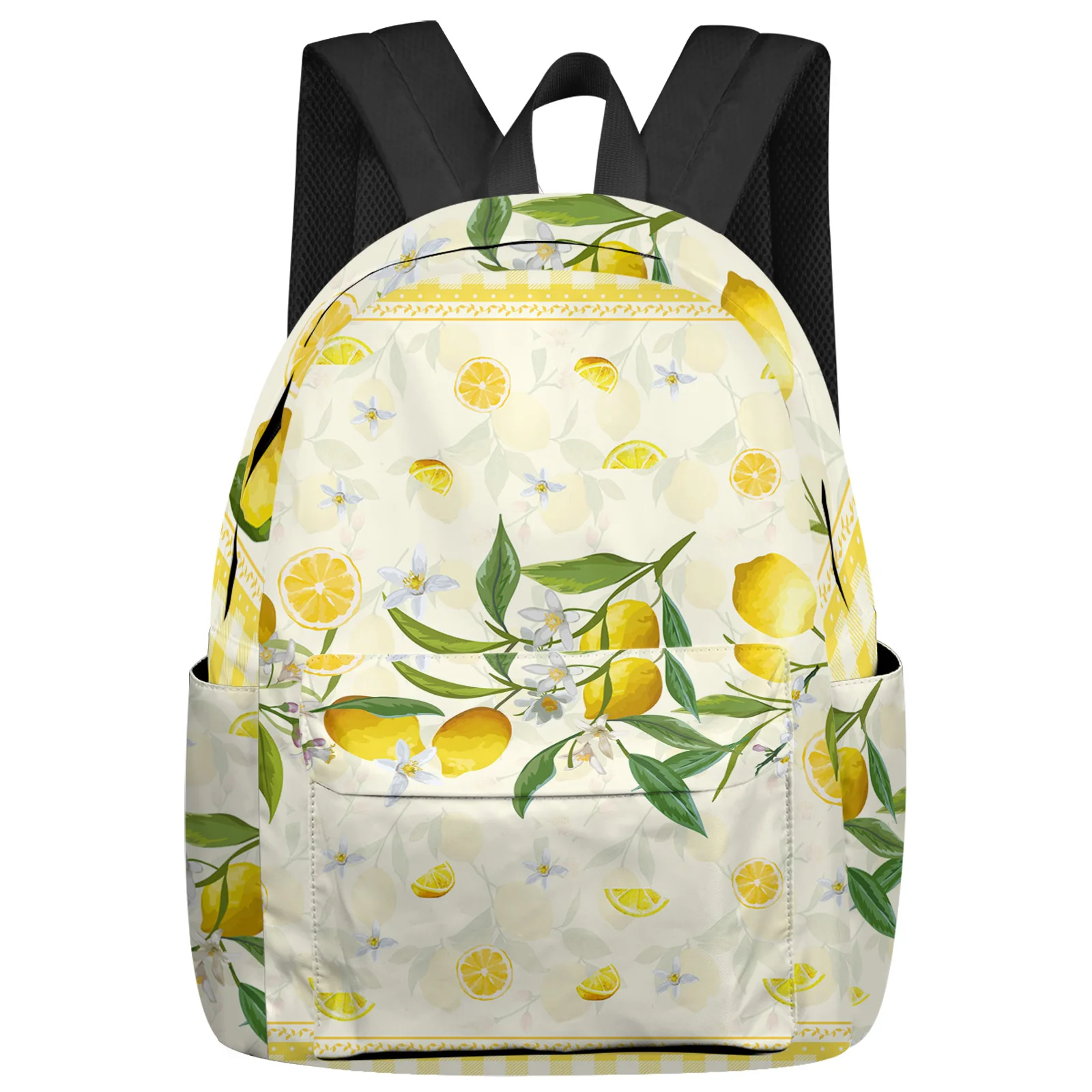 Mochila escolar a cuadros para hombre y mujer, morral fresco de limón, impermeable, ideal para estudiantes, niños y niñas