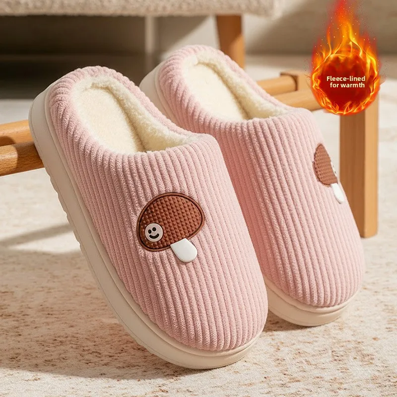 

New 2026 Plu Cotton Slippers Women's Indoor Home Warm Fce Men's Slip-On oes Casual Comfortable Thi Bot PVC Sole