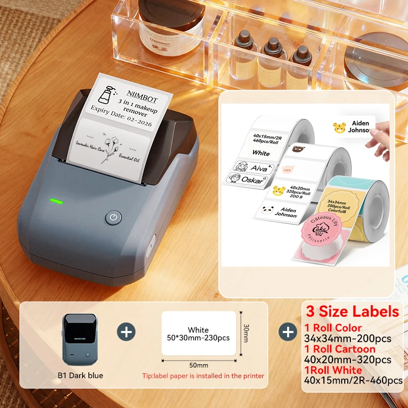 NIIMBOT B1 draagbare thermische printer met tapes 2-inch zelfklevende labelprinter Mini Bluetooth Sticker Maker Ondersteuning smartphones PC