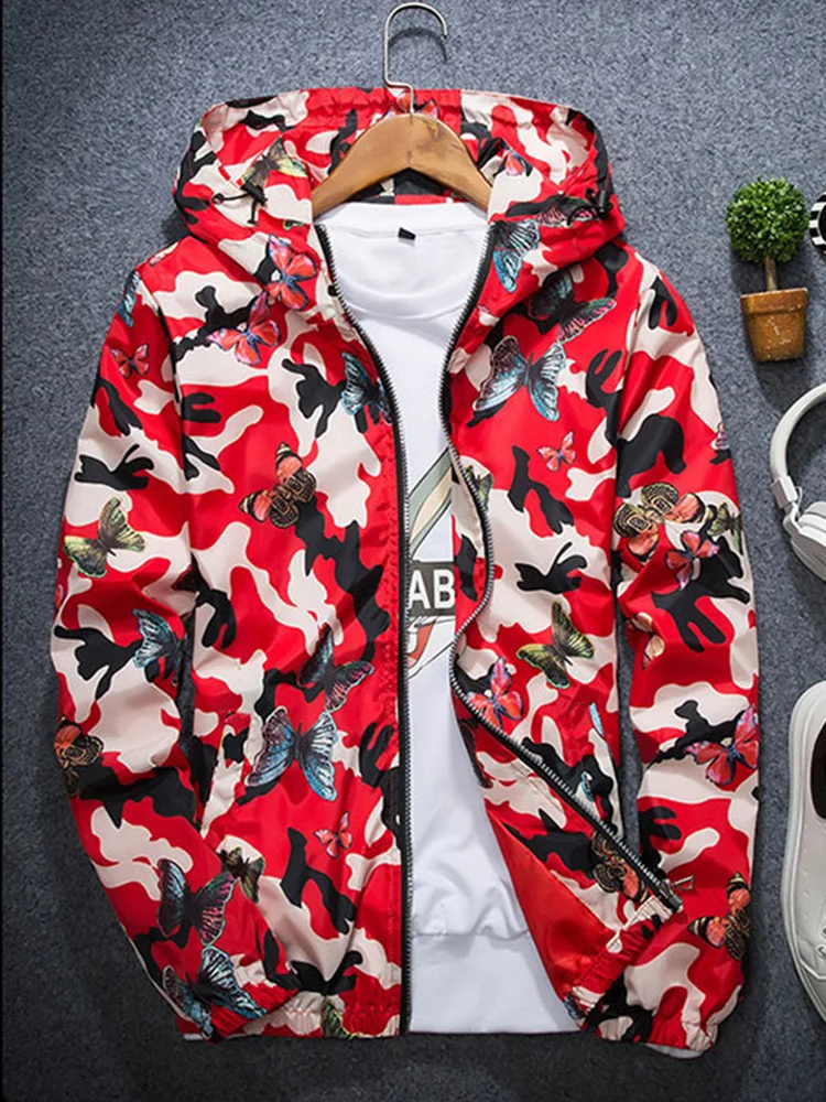 2024 hochwertige Frau Jacke Wind jacke Plumifero Mujer Frühling Sommer Camo dünne weibliche Tarnung Schmetterling Mäntel mit Kapuze