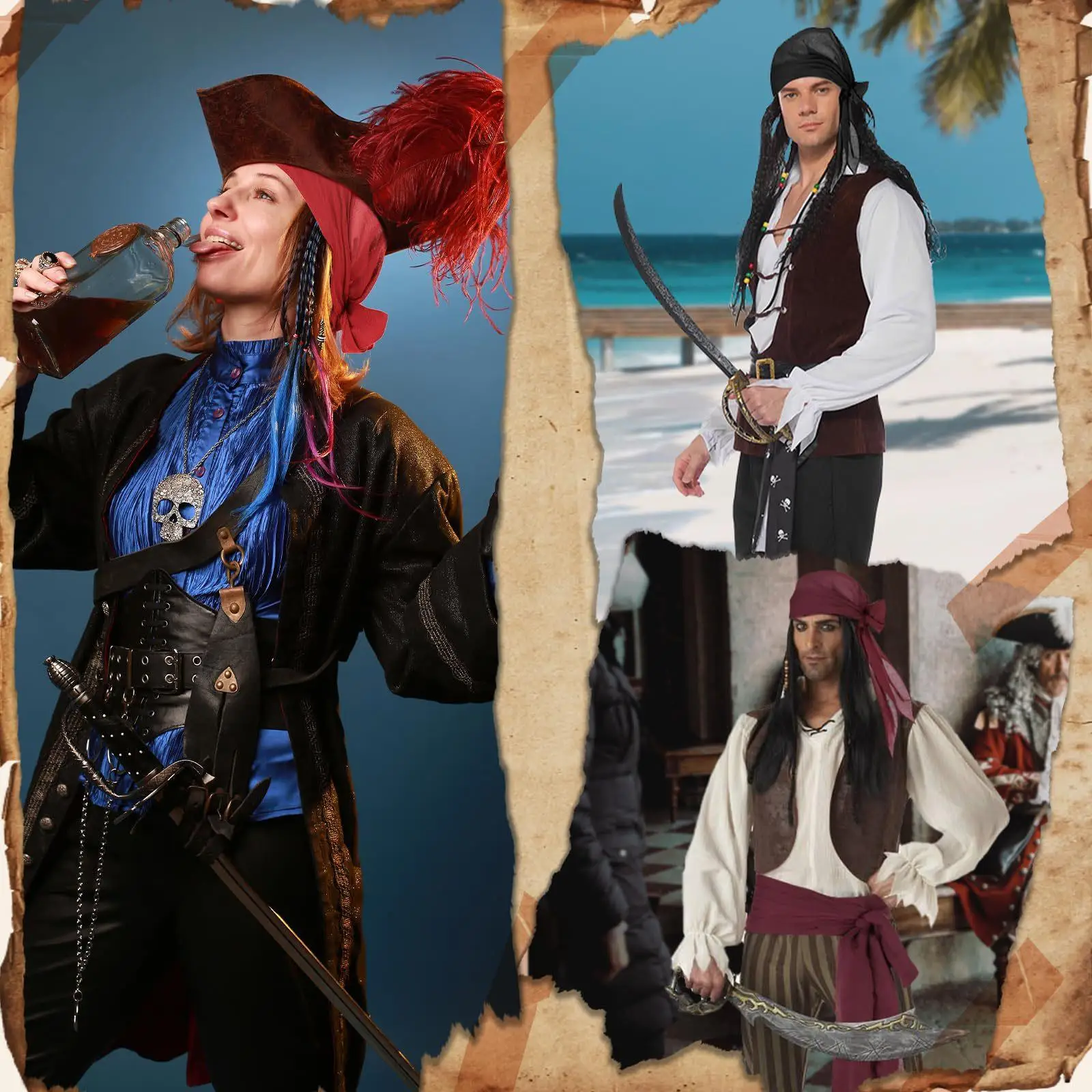 

Captain Jack Triangular Dress up Ball Male Female Costume Pirate Hat Stage Performance Traditional Ethnic Chinese Clothing