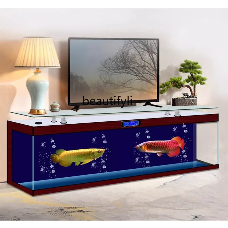 

Super White Fish Tank Aquarium Living Room Floor Home Partition Bottom Filter New TV Cabinet Fish Tank