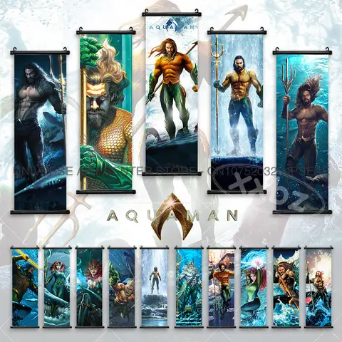 영화 Aquaman 포스터 Mera 교수형 그림 오션 마스터 홈 장식 블랙 만타 벽 삽화 Nuidis Vulko Scrolls Picture Nereus