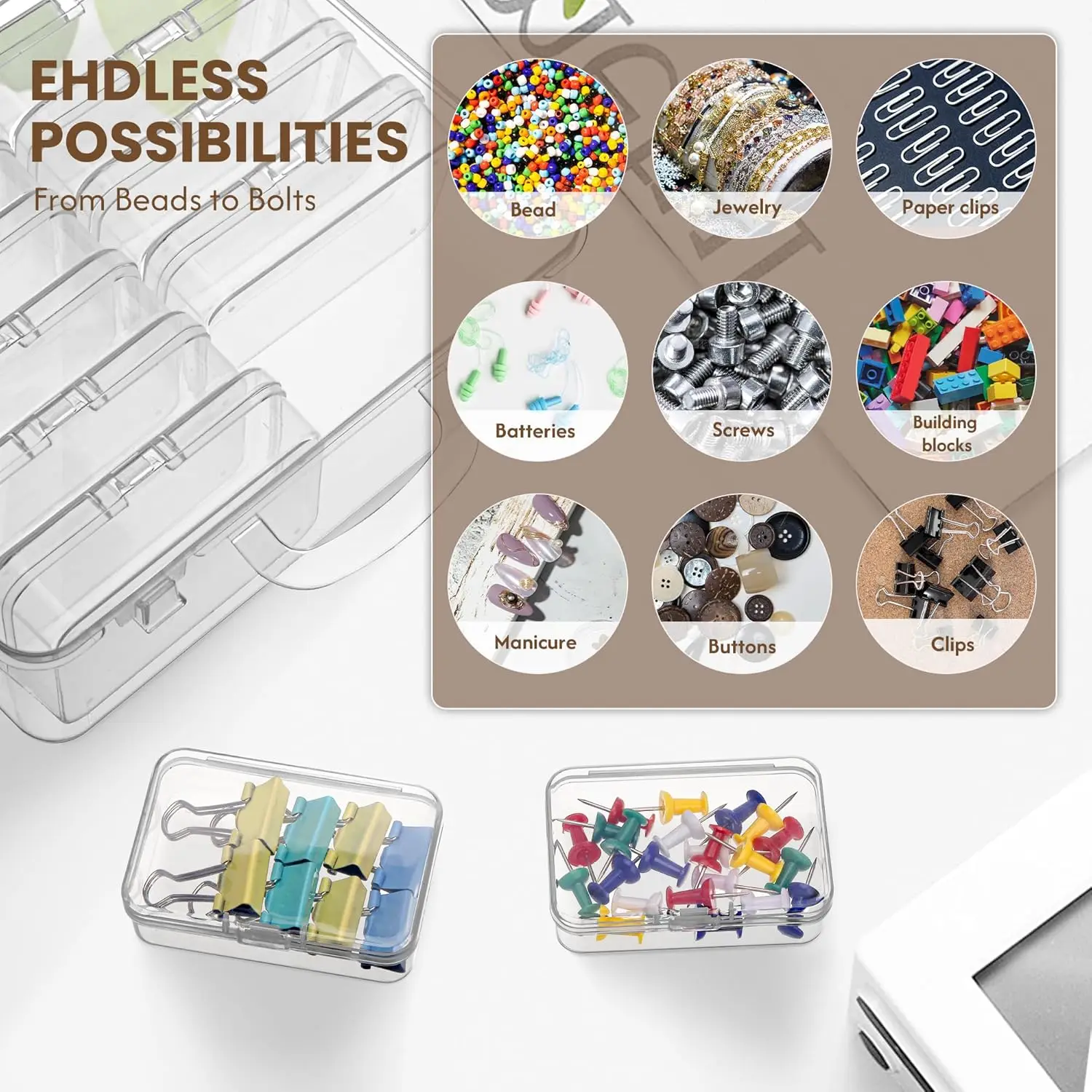 12 Grid Plastic Storage Boxes And Colorful Label Sticker, for Diamond Painting ,Bead Organizer, Jewelry Making, Crafts, Hardware