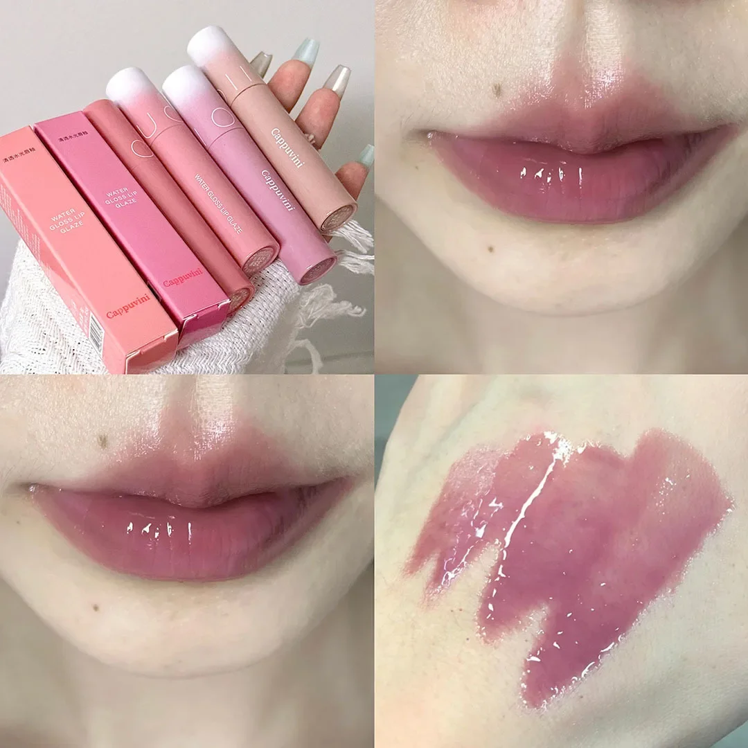 4 Farben Lip gloss Kristall gelee feuchtigkeit spendende Lippen plump ing wasserdicht lang anhaltende flüssige Lippenstift Make-up sexy Lippen tönung Kosmetik