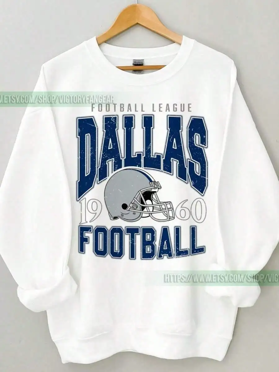 

Женская винтажная толстовка Dallas Football, дизайн в стиле ретро с изображением шлема, свободный крой, зимняя повседневная одежда