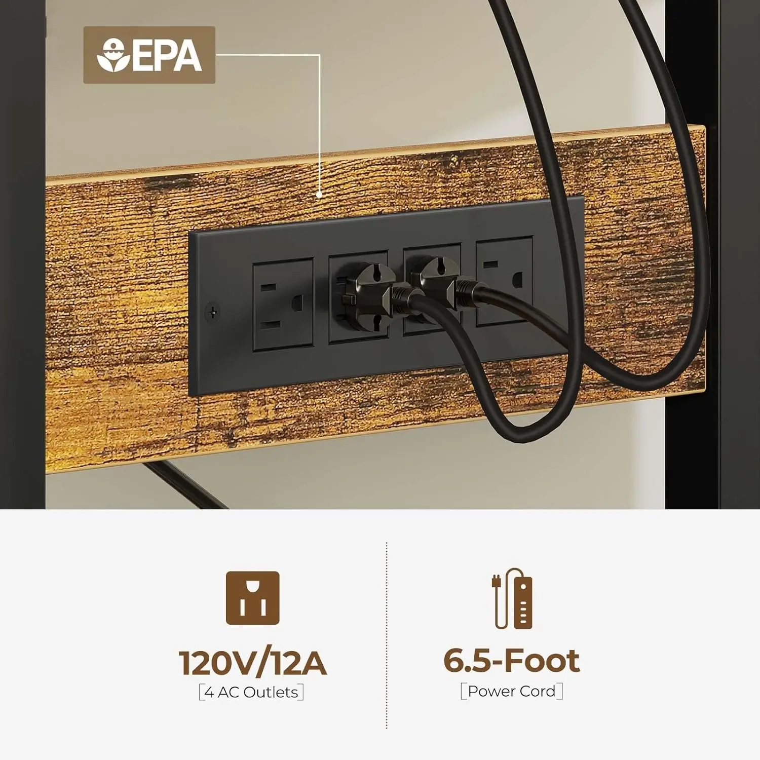 Baker'S Ra, 60.9H 10-Tier Kitchen Utility Storage Shelf With 15 Hooks, Large Kitchen Ra With Power Outlet, Microwave Oven