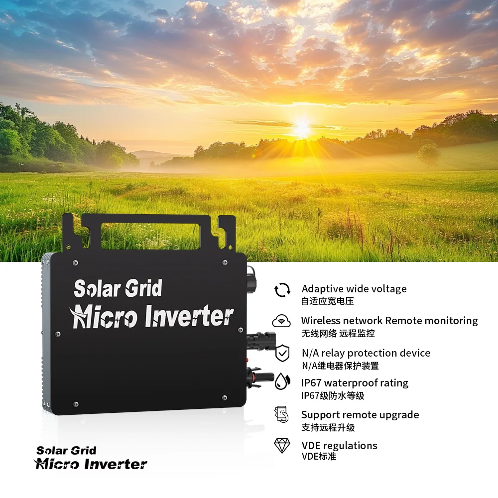 800W Solar Grid Tie Micro Inverter Waterproof IP67  Pure Sine wave Inverter MPPT Microinverter Self Cooling With WIFI Monitoring