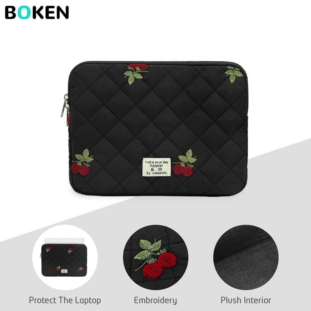 

Embroidery Laptop Bag Case13 14 15 16Inch for MacBook Air/Pro Neo Lenovo Surface Dell Notebook Bag,Soft Plush Lining Laptop Case