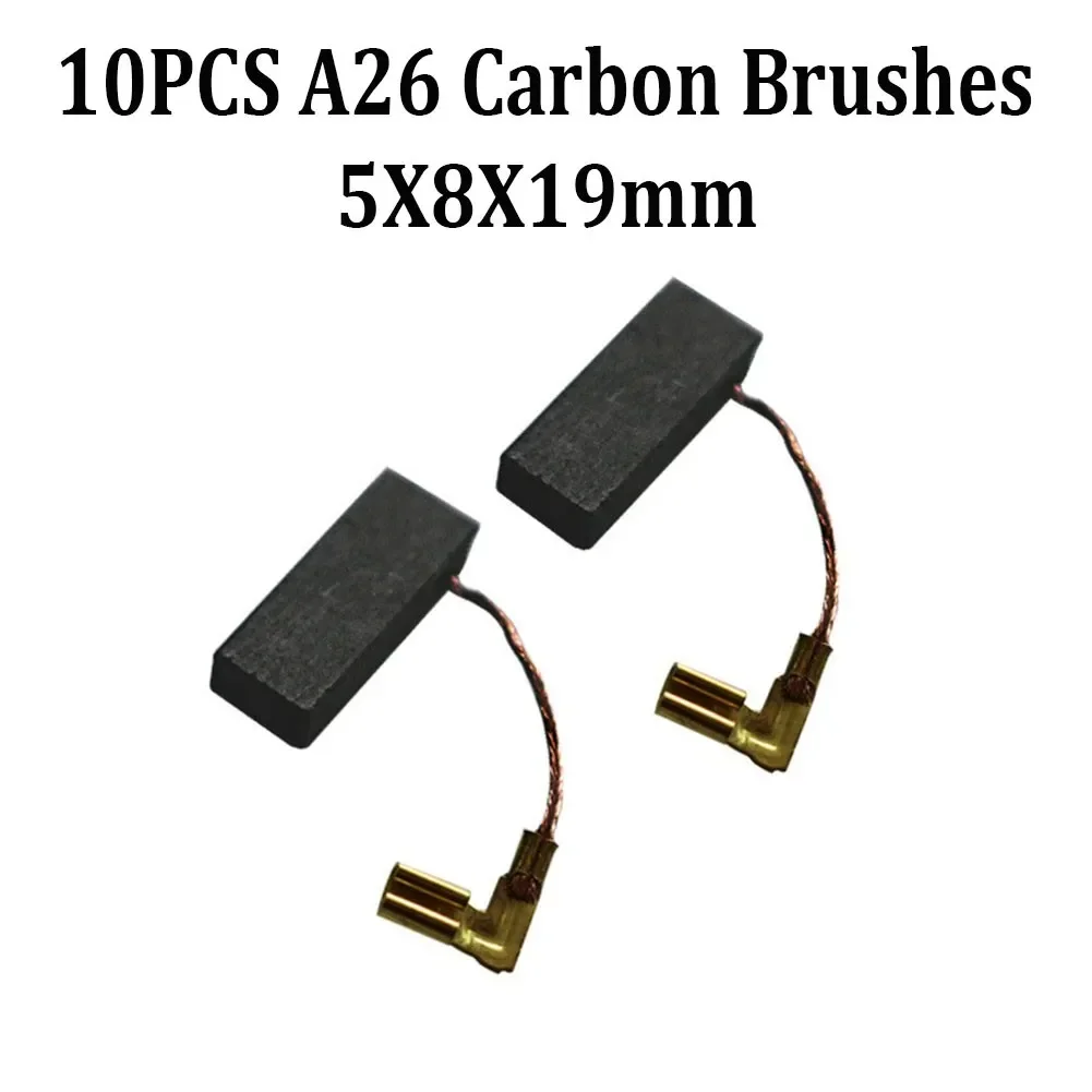 

50pcs Motor Carbon Brushes A26 5X8X19mm Replacement For Hammer Drill Circular Cut-off Saw Angle Grinder Power Tool Accessories