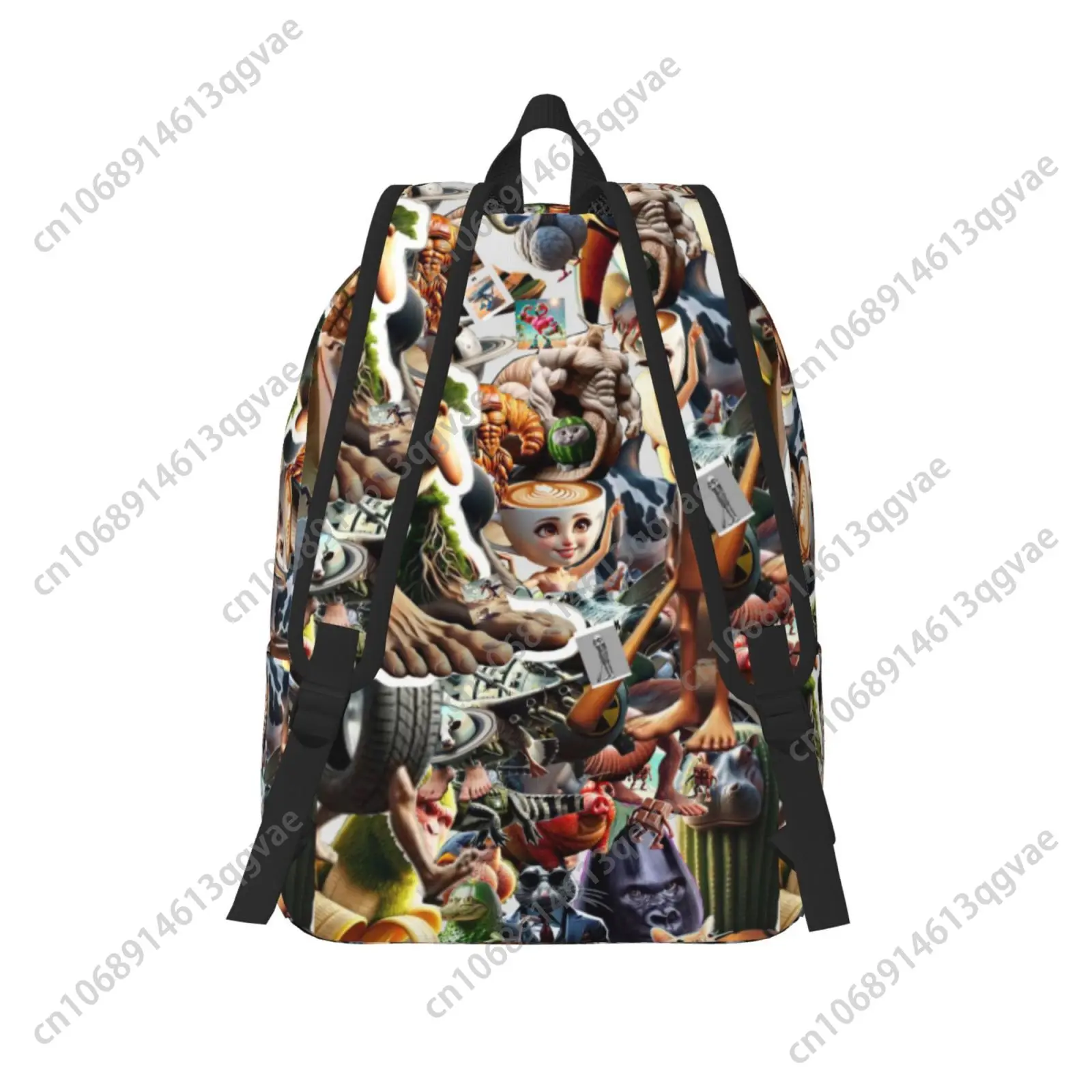 Abstract Italian Brainrot AI Custom Canvas Lightweight Backpack Fashion Durable Student Men Women Business Daypack