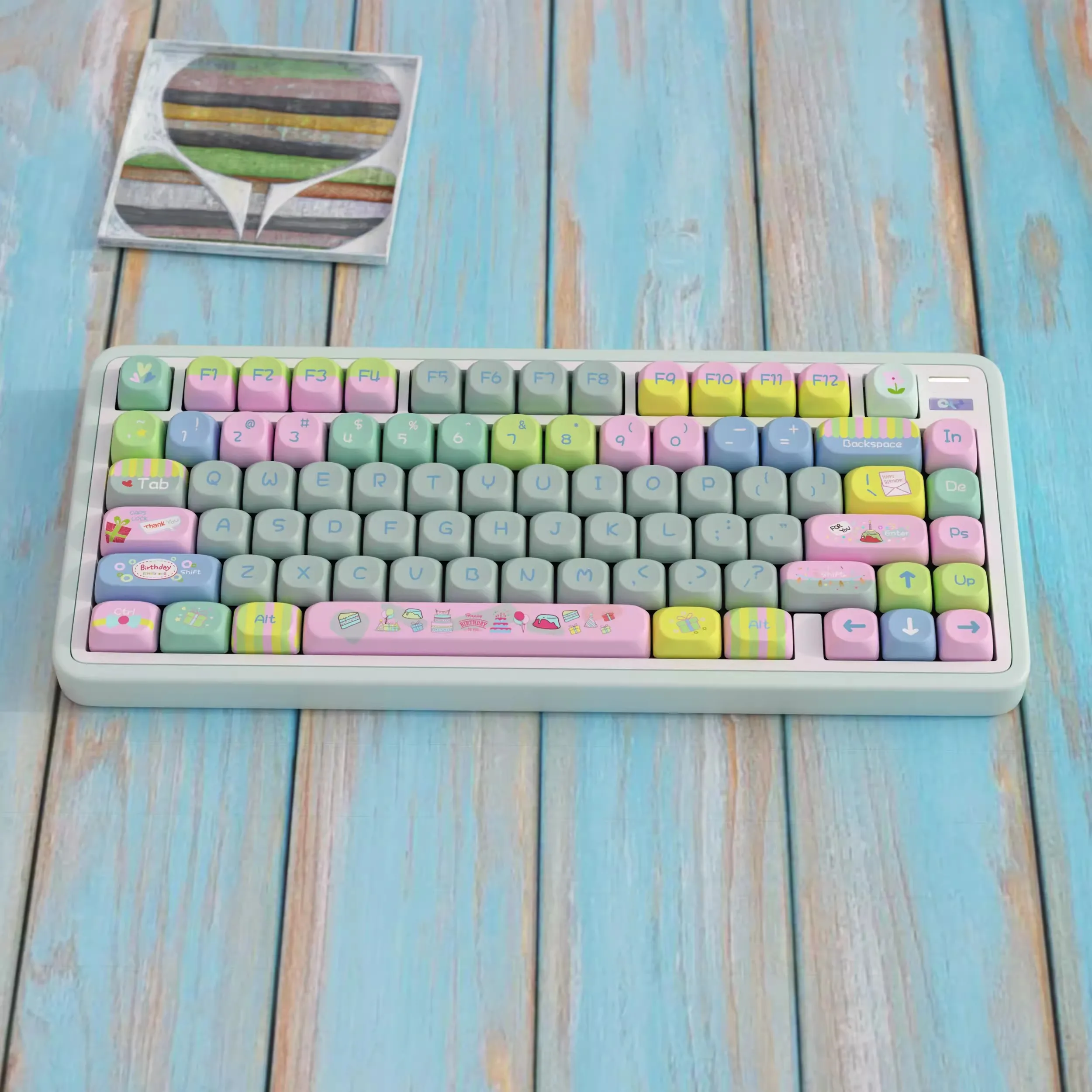 1 Set Birthday Cake Theme Keycaps PBT Dye Sublimation Key Caps SOA Profile Rounded Cute Keycap For MX Switch Keyboard 68 75 96