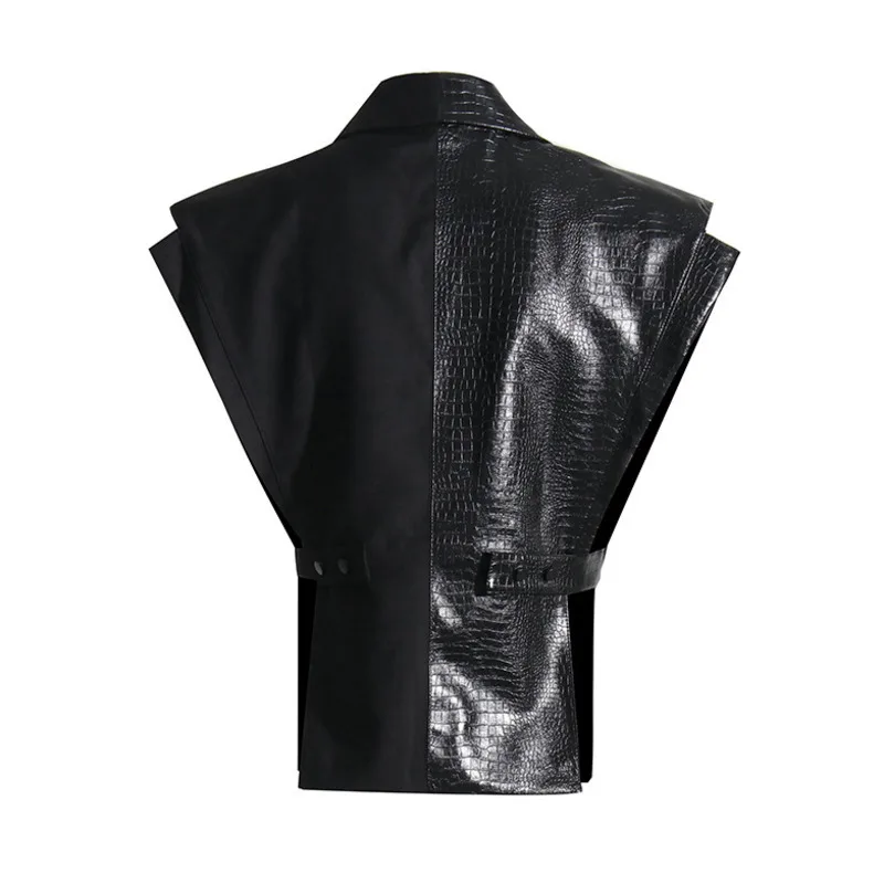 HKSH Herbst Neue Frauen Weste Faux Leder Patchwork Ärmel Single Button Dark Techwear Chic Ins Streetwear Jacke HK11209