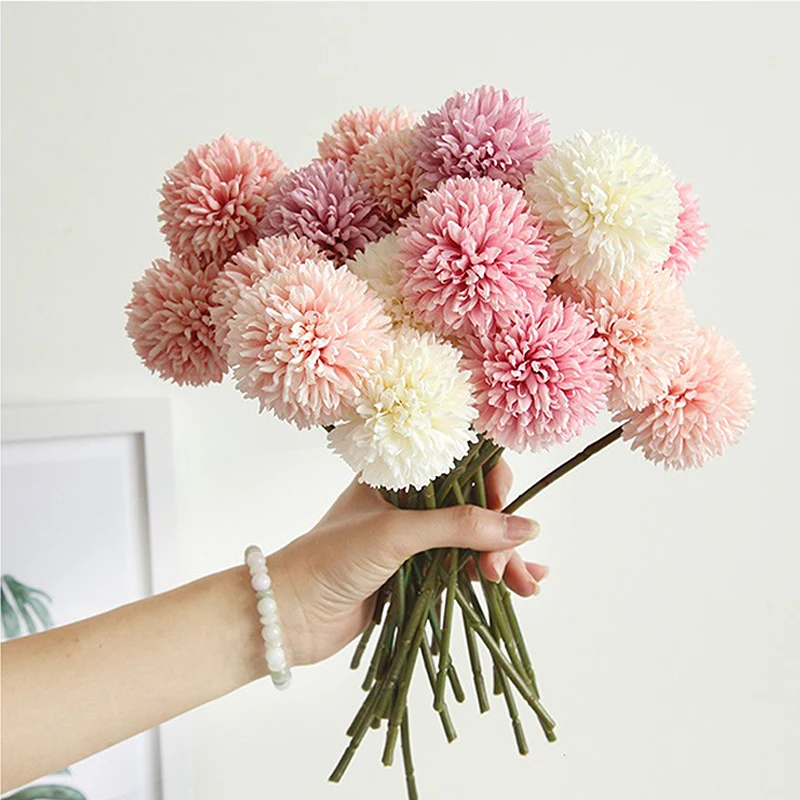 5Pcs Hydrangea Artificial Flower Fake Flowers Wedding Decoration Flores Artificiales Small Thorn Ball DIY Home Decoration FH05