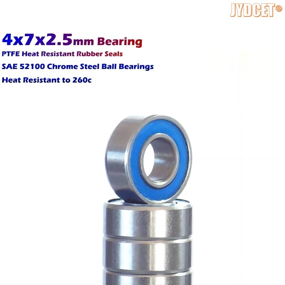 

4x7x2.5mm Bearings MR74-2RS - Rubber Seals - Precision High Speed Bearing for Scooters Elevators Skateboards RC Car Boat Plane