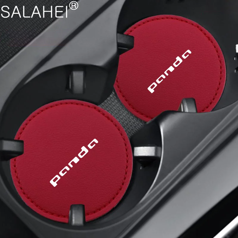 2Pcs Car Coasters Water Cup Slots Non-Slip Mats Waterproof Pads Auto Styling Interior Accessories For FIAT Panda 169 4X4