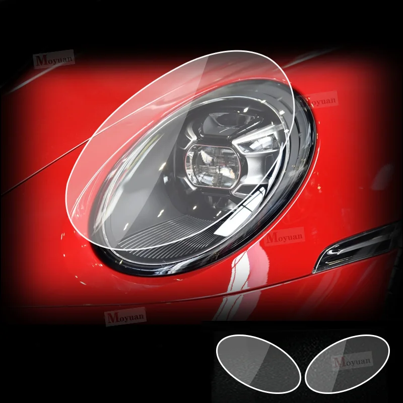 2 Pcs Car Headlight Protective Film Headlamp Transparent Black TPU Sticker For Porsche 911 2019-2023 car Accessories