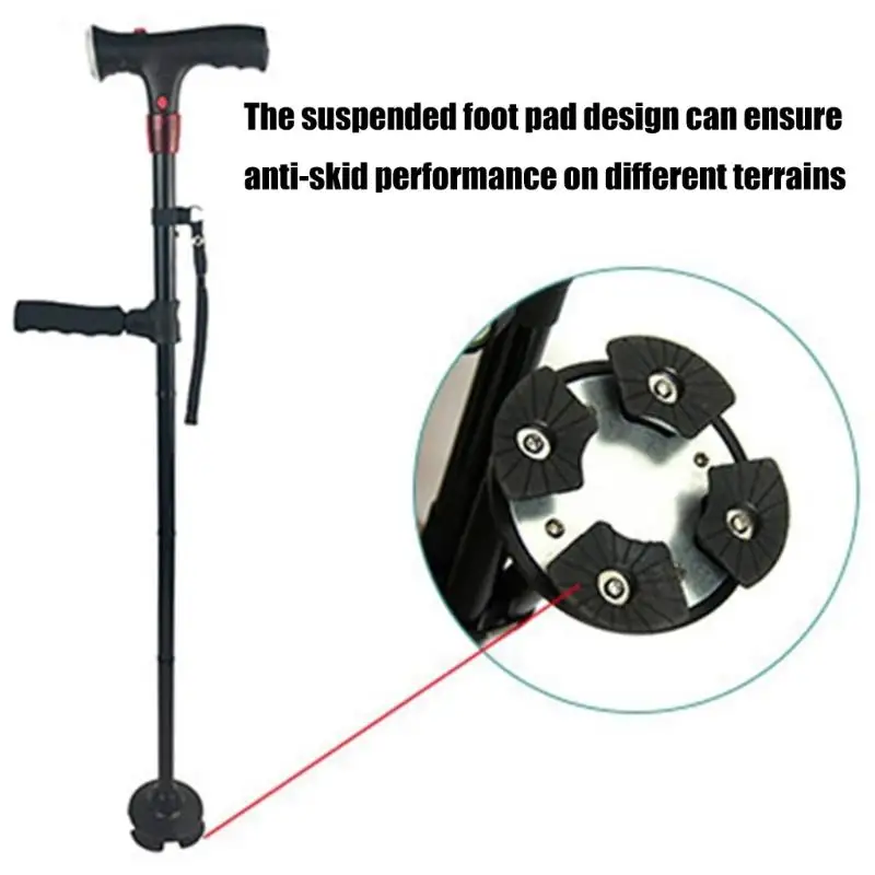 

Folding Walking with Safety LED Light Nonslip Rubber Base Light weight Durability for Elderly Mobility K1YF