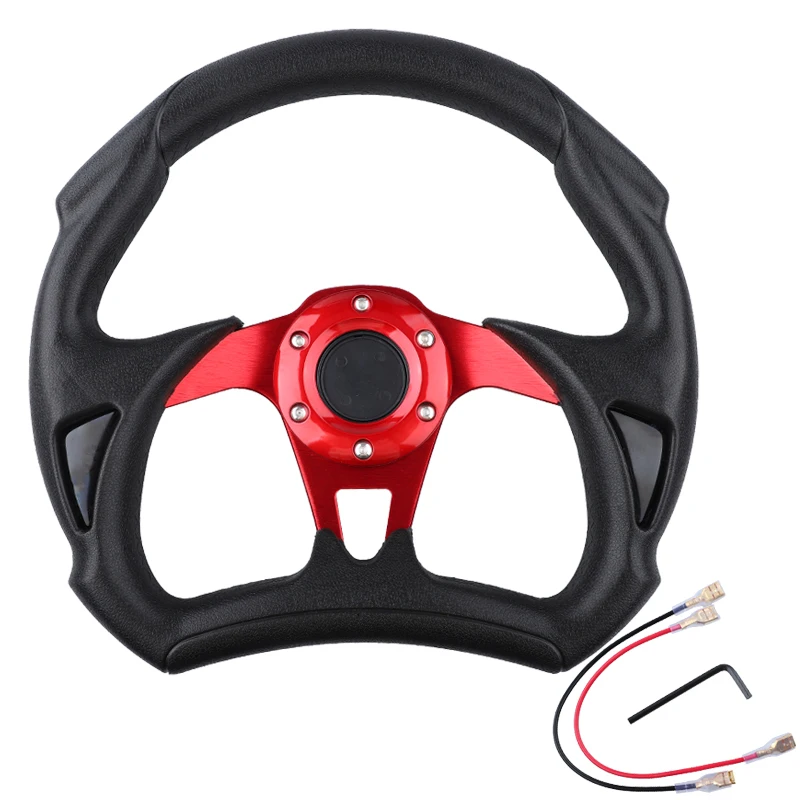 PU Universal Car Steering wheel Aluminum Leather 320mm/13 inch Racing Sport Steering Wheels With Horn and Logo