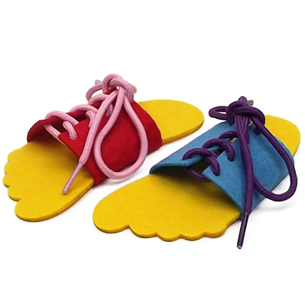 Learn To Lace Tie Lace Up Slippers Threading Toy Non Woven Shoe Accessories Practice Winding Shoelace Practice Slippers