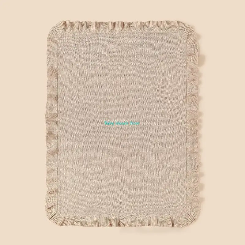 K92D Cotton Ruffle Knitted Wrap Towel Soft and Breathable Bed Blanket Autumn Winter