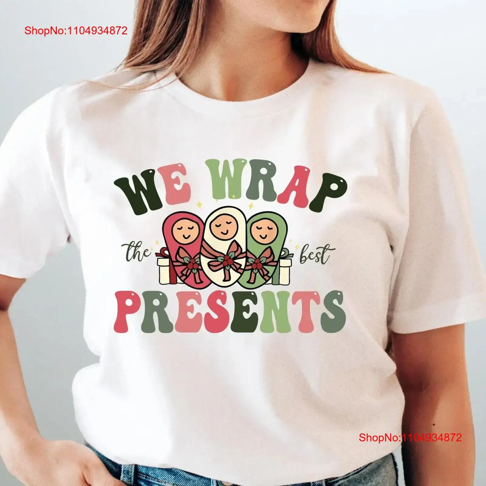 

Футболка We Wrap The Best Presents для медсестры, Рождества, NICU, деловая и доставка, винтажная, растянутая, повседневная, дышащая