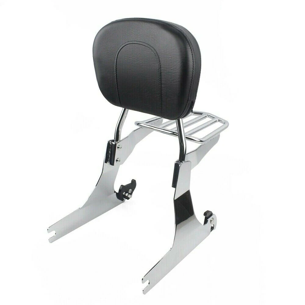 Motorcycle Backrest Detachable Sissy Bar with Luggage Rack for Harley Dyna 2006-2018 Black/Chrome Passenger Backrest Pad