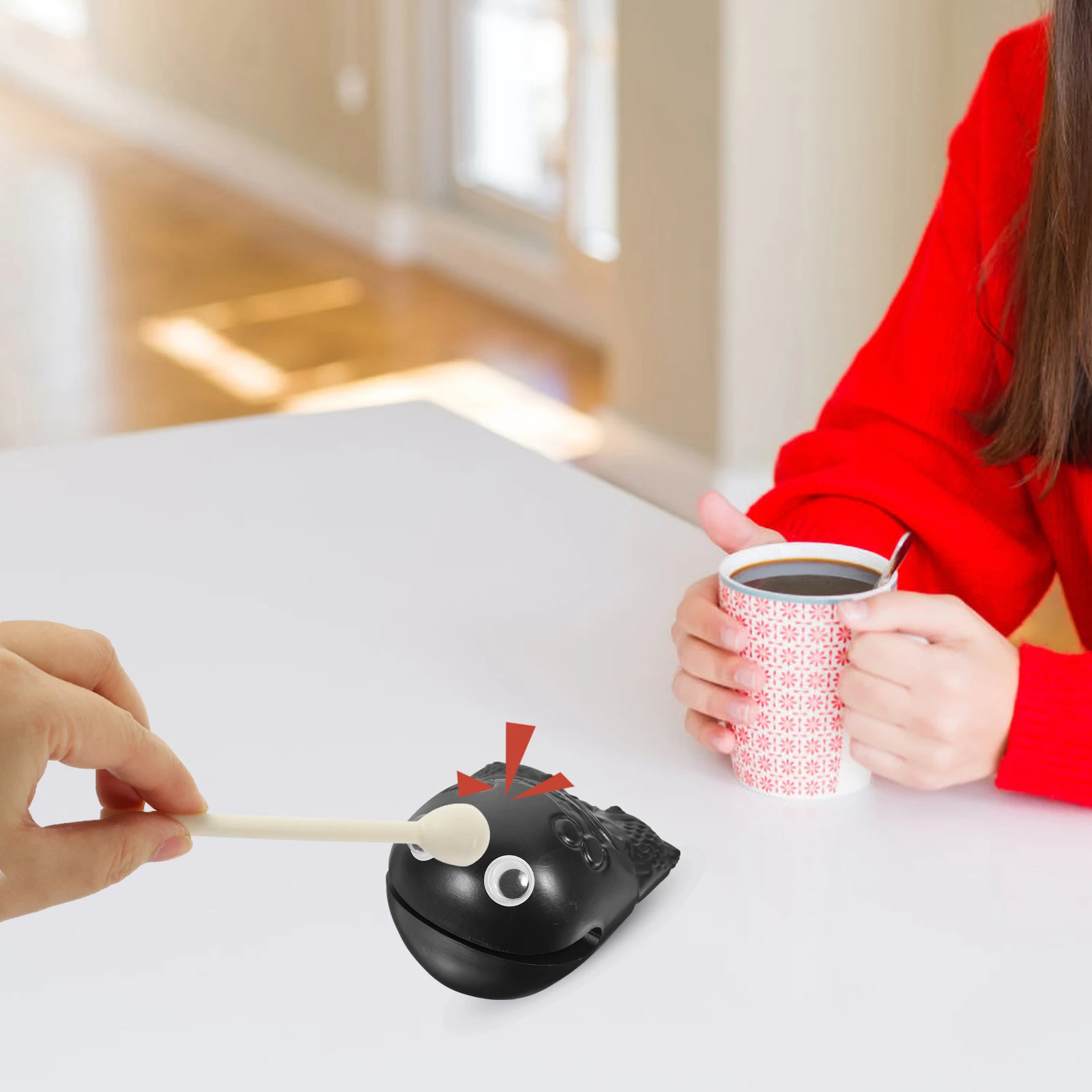 2 セット 2 インチ黒打楽器ストレスリリーフギフトプラスチックテンプルブロックおもちゃミュージカル事務用品