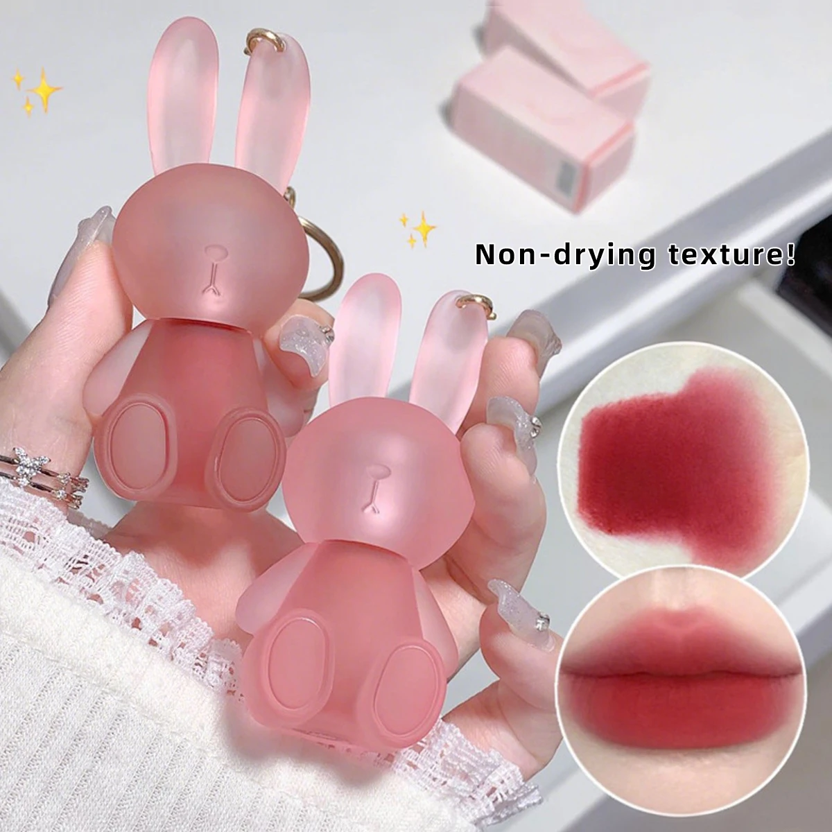 Gege Bear Rabbit Velvet Matte Lip Glaze Schattige Bear Verpakking Fluweel Matte Make-up Effect Langdurige kleur zonder last