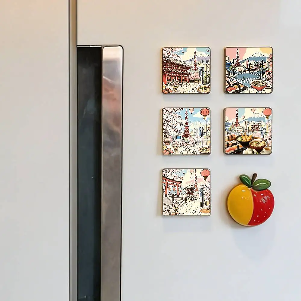 Tokyo City Art Refrigerator Magnets Magnet Personalized Fridge Magnet Square Shape Fridge Refrigerator Wall Door Decoration