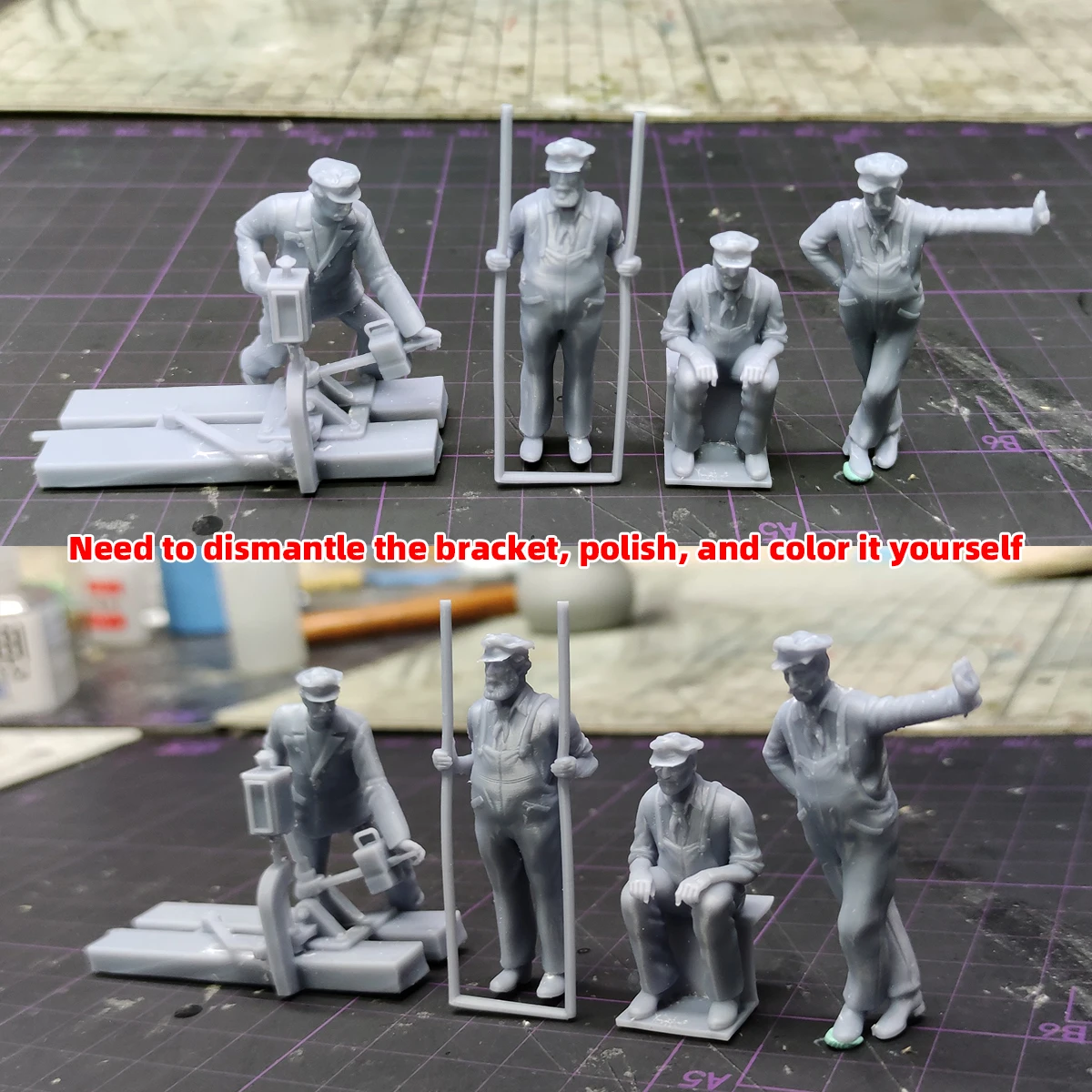 1/35 1/48 1/72 Z HO Modellbahn Maßstabsmodell-Set 3D Harz Miniatur-Soldatenfiguren Diorama Unbemalte Eisenbahner DIY – Detail 2