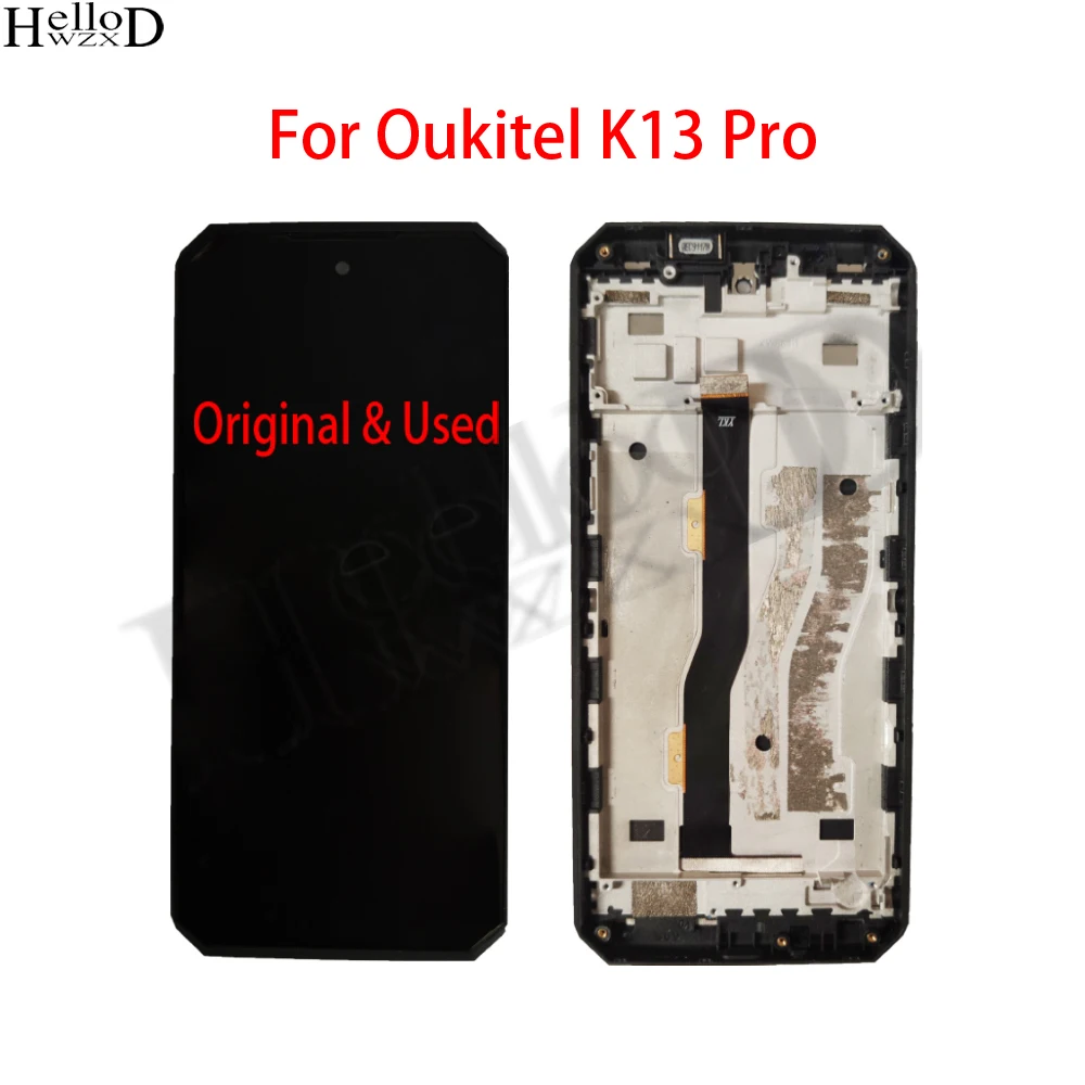 Original Tested For Oukitel K13 Pro LCD Display With Frame Touch Screen Digitizer Replacement With Scratches and Glue Marks