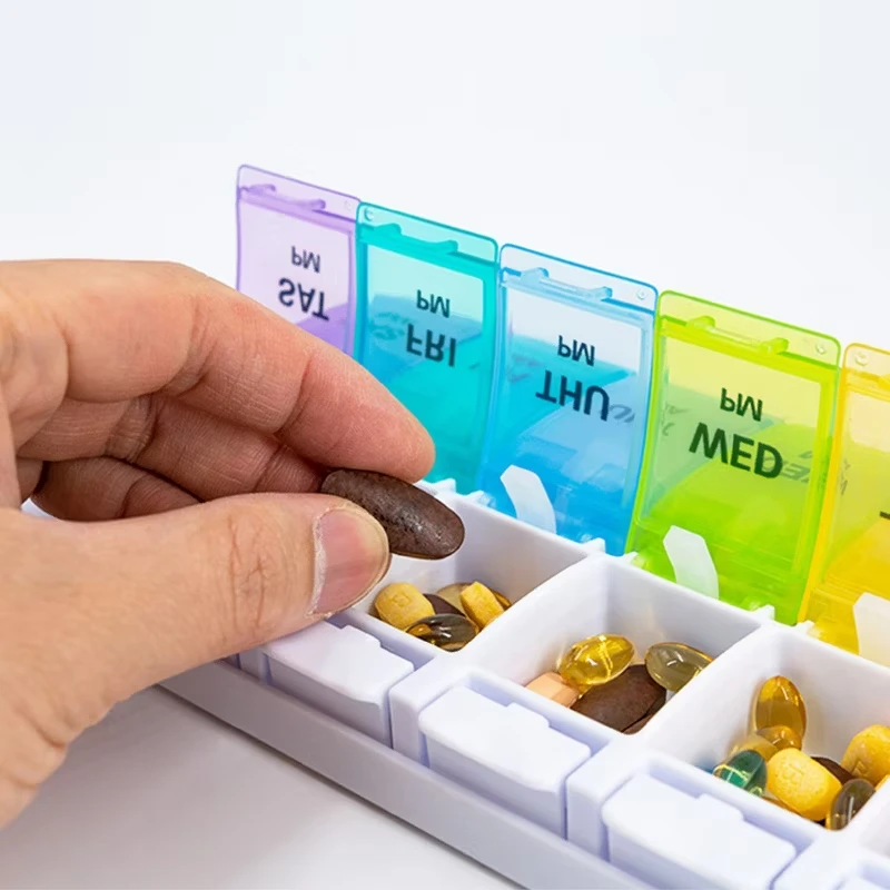 Small Medicine Box Packaging Mini Storage Box 7 days Large Capacity Portable Portable Medicine Dispenser