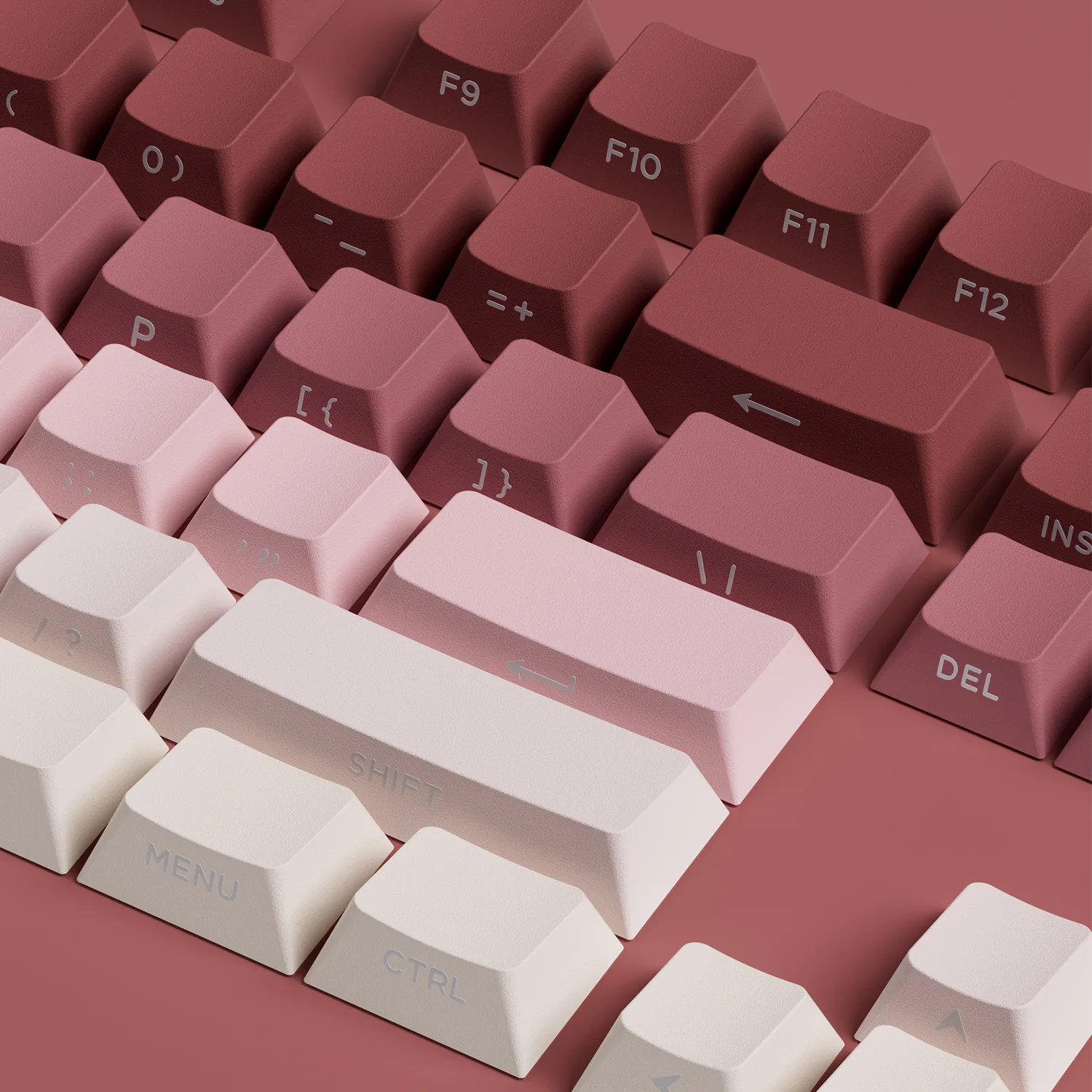 Veekos Rose Latte Gradient SP Keycap Set 136-Key Shine-through Cherry Profile PBT Double Shot Keycap for  MX Custom Keyboard