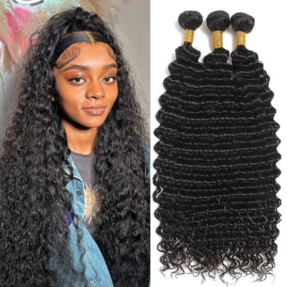 

Перуанские волосы девственницы, глубокая волна, 100% пучки человеческих волос, 15А, толстые необработанные наращивания, двойной уток, 1-3 комплекта, предложения для женщин