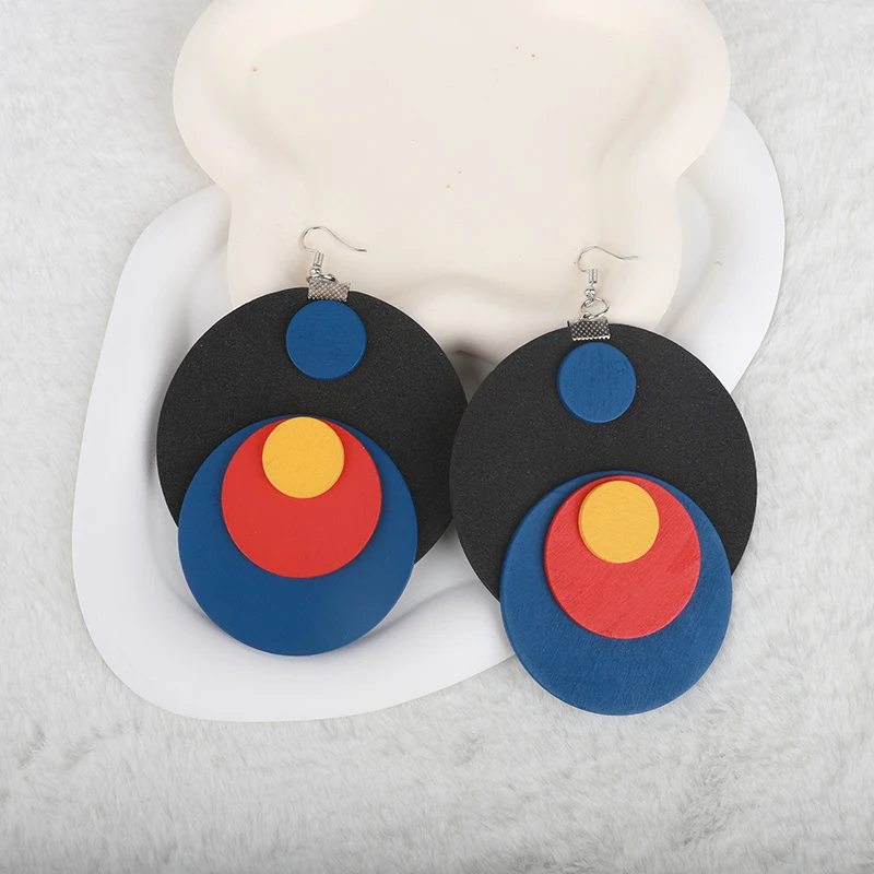 UKEBAY New Blue Large Earrings Personalized Pendant Earrings Handmade Luxury Rubber Jewelry Party Wear Matching Earrings